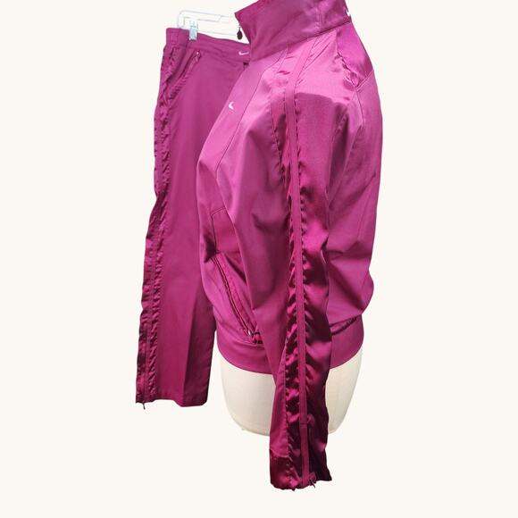 Nike Burgundy Tracksuit Womens Windbreaker XL Jacket + Large Pants Jogging Set - Picture 3 of 16